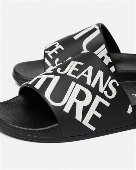 versace jeans tape logo slide|Logo Slides Black,Print .